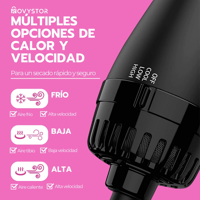 CEPILLO NOVYSTOR PEINE SECADOR PELO ALISADOR ELÉCTRICO 3 EN 1 - 7