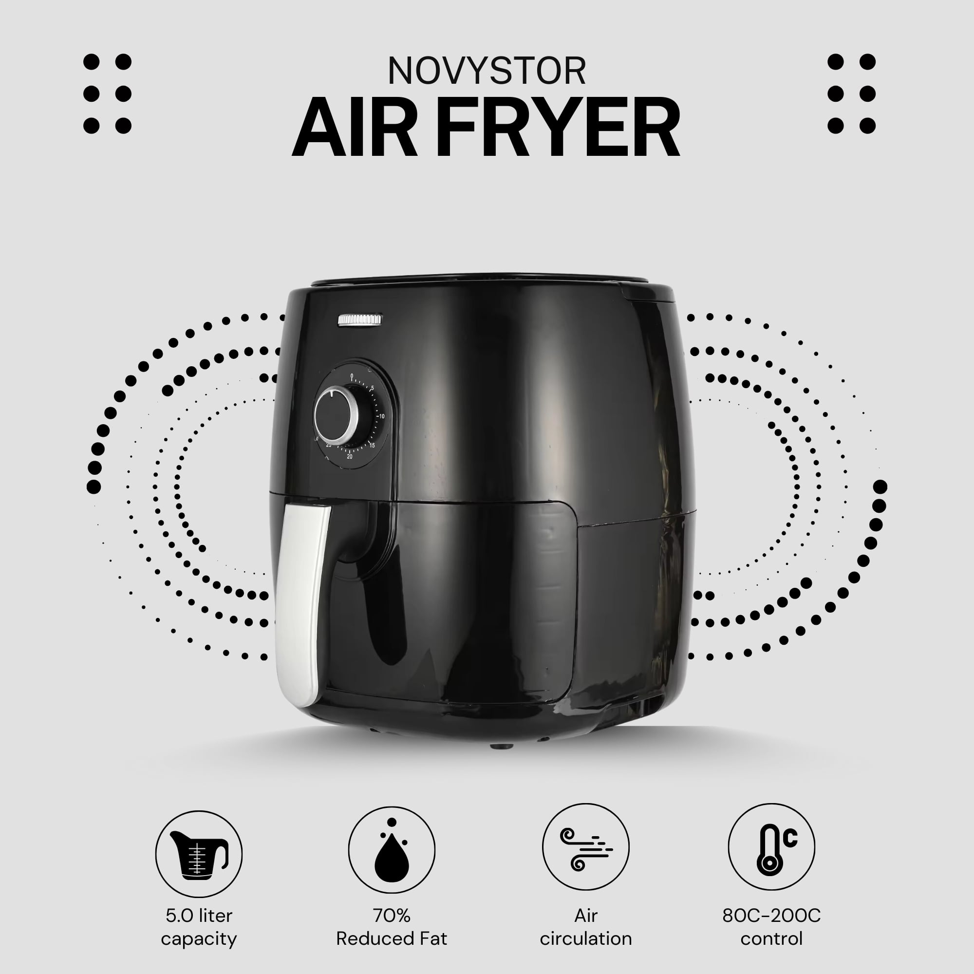 FREIDORA DE AIRE LIBRE ACEITE 5.0 L AIR FRYER PAPAS FRITAS - 3