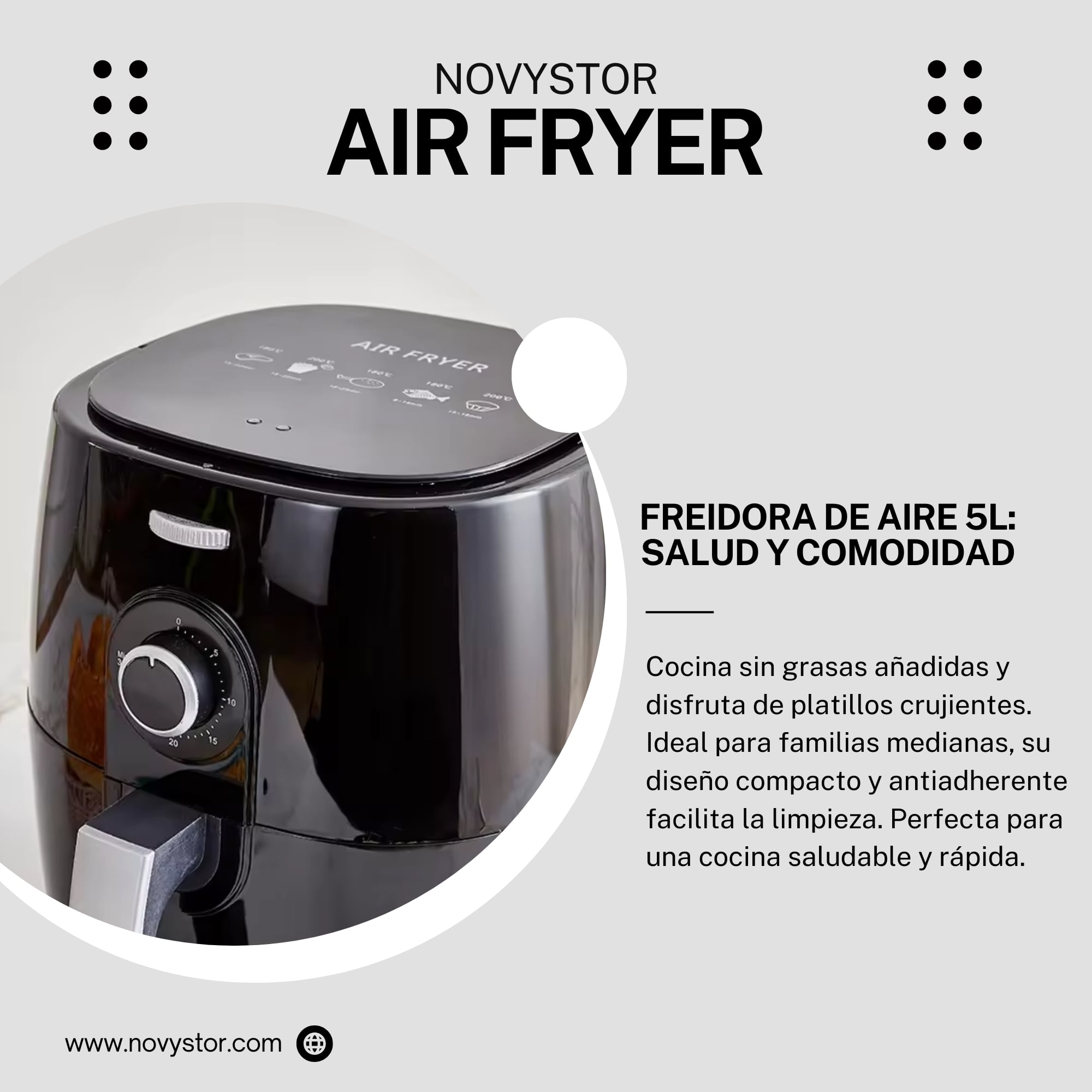 FREIDORA DE AIRE LIBRE ACEITE 5.0 L AIR FRYER PAPAS FRITAS - 5