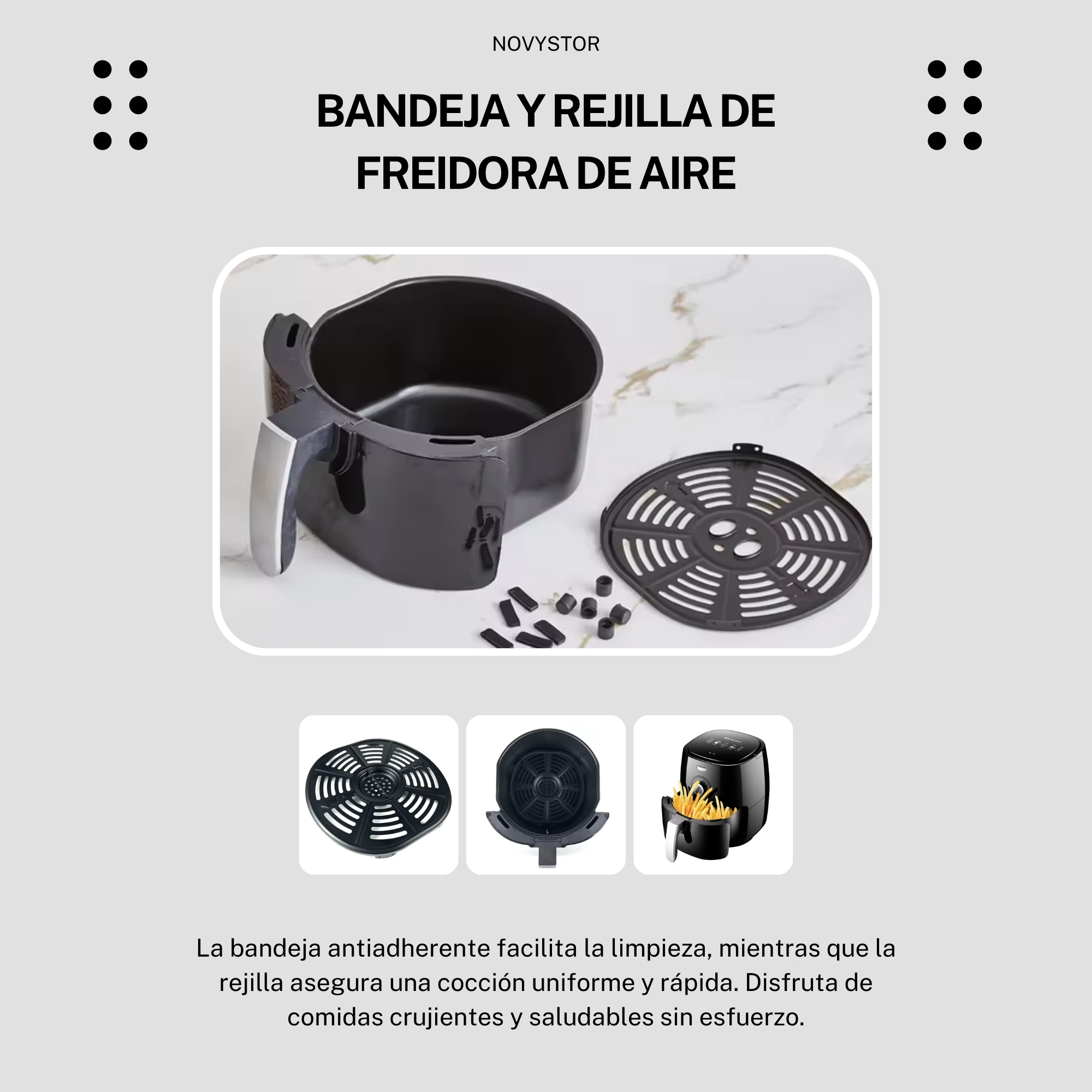 FREIDORA DE AIRE LIBRE ACEITE 5.0 L AIR FRYER PAPAS FRITAS - 7