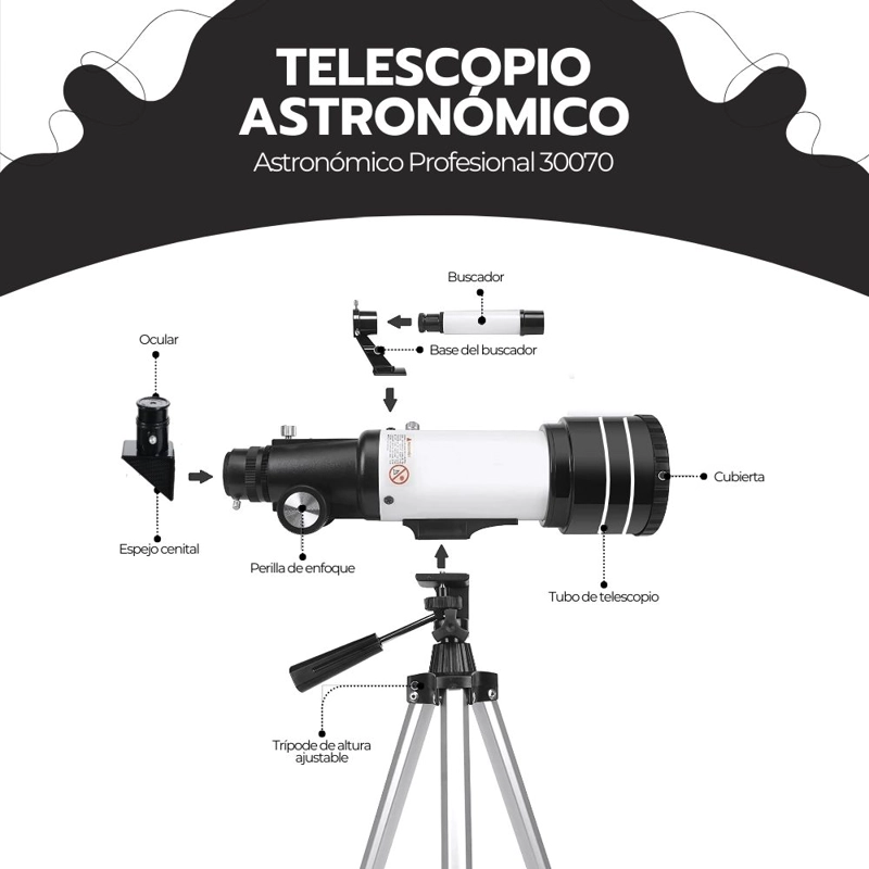 TELESCOPIO ASTRONOMICO PROFESIONAL MONOCULAR F30070M - 3