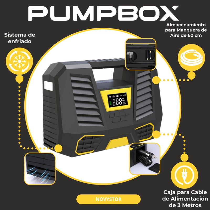 COMPRESOR DE AIRE NOVYSTOR PORTÁTIL DIGITAL 12V PROFESIONAL - 6