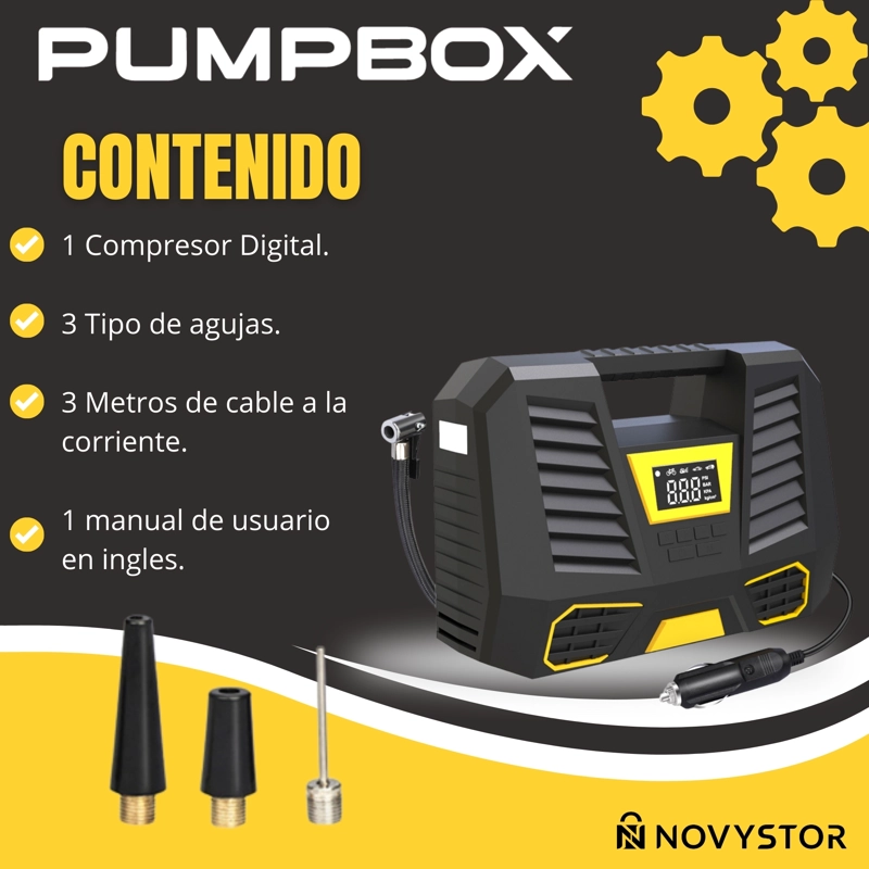 COMPRESOR DE AIRE NOVYSTOR PORTÁTIL DIGITAL 12V PROFESIONAL - 8
