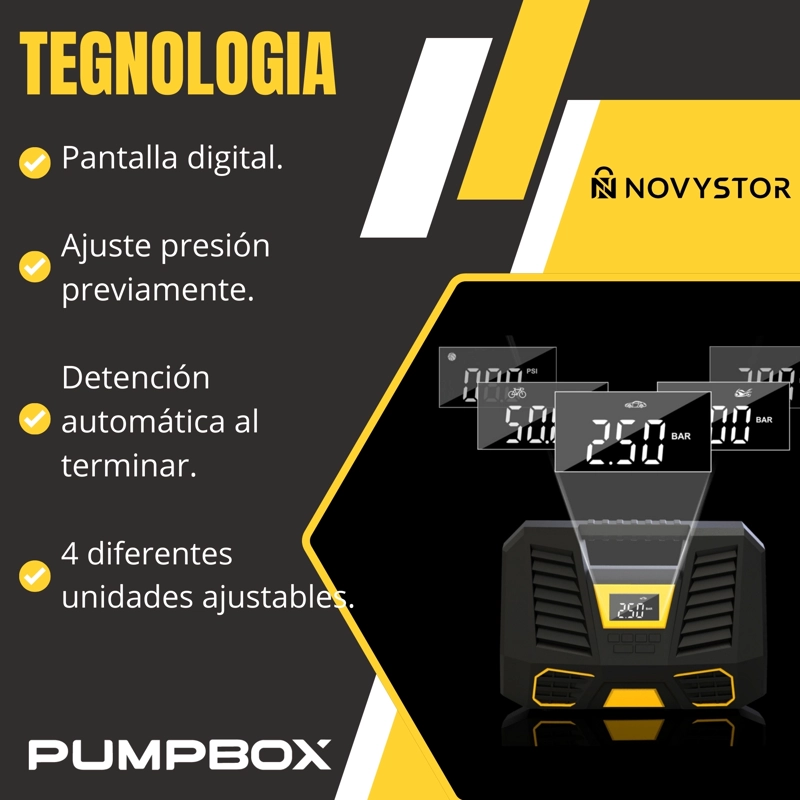 COMPRESOR DE AIRE NOVYSTOR PORTÁTIL DIGITAL 12V PROFESIONAL - 9