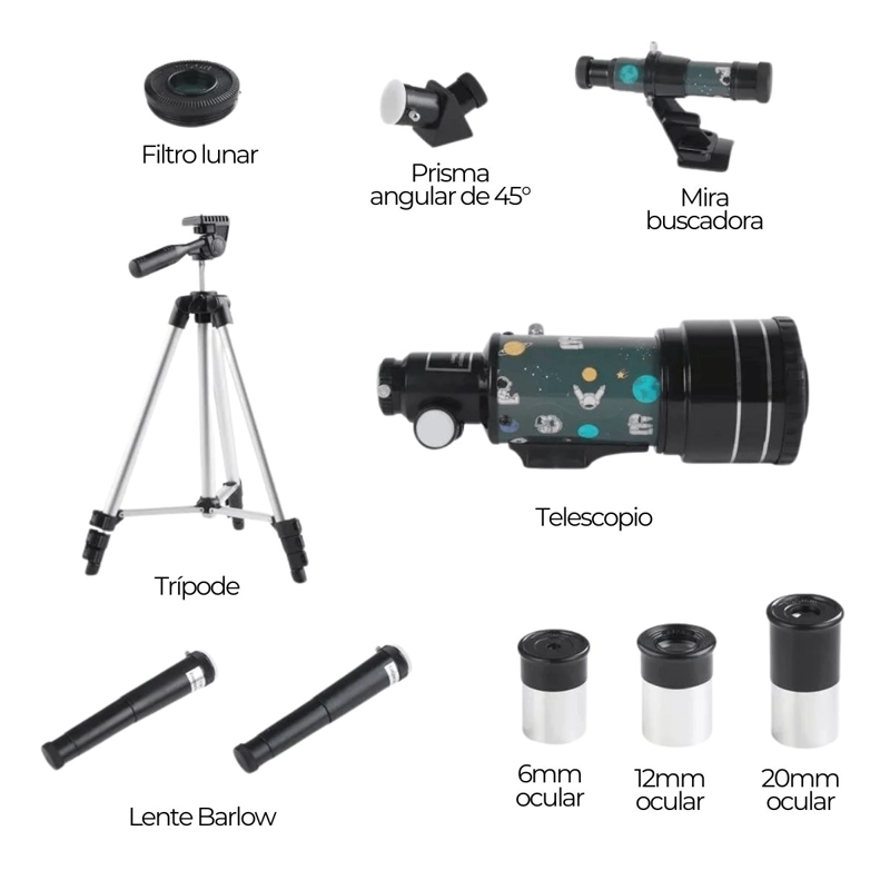 TELESCOPIO NOVYSTOR ASTRONÓMICO 30070M CON DISEÑO ESPACIAL - 2