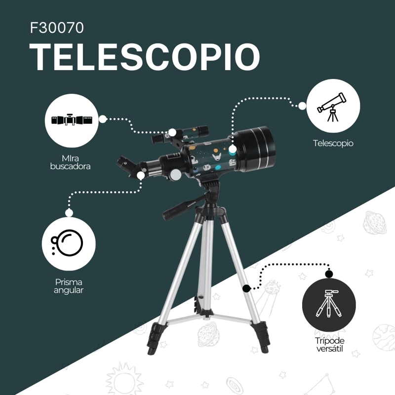 TELESCOPIO NOVYSTOR ASTRONÓMICO 30070M CON DISEÑO ESPACIAL - 3