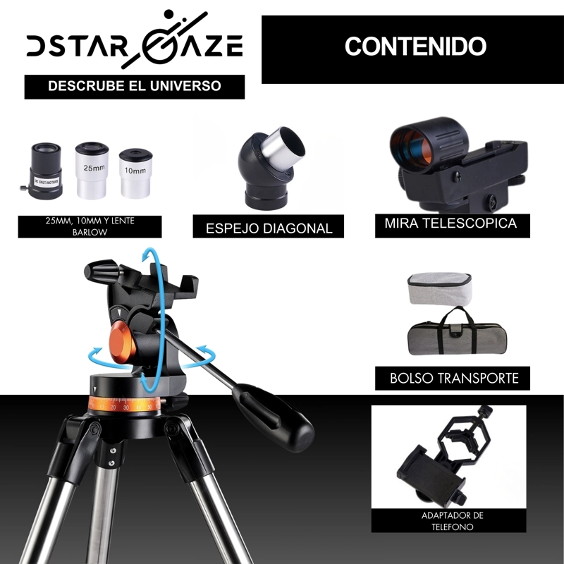TELESCOPIO NOVYSTOR ASTRONÓMICO PROFESIONAL MONOCULAR 70070M - 6
