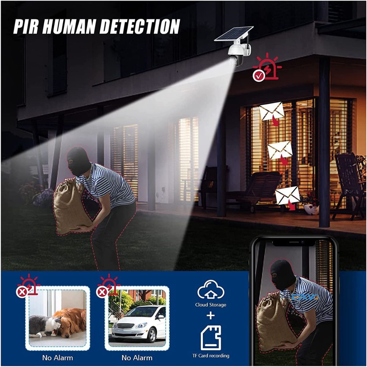 CÁMARA DE SEGURIDAD PANEL SOLAR WIFI EXTERIOR HD 1280P - 3