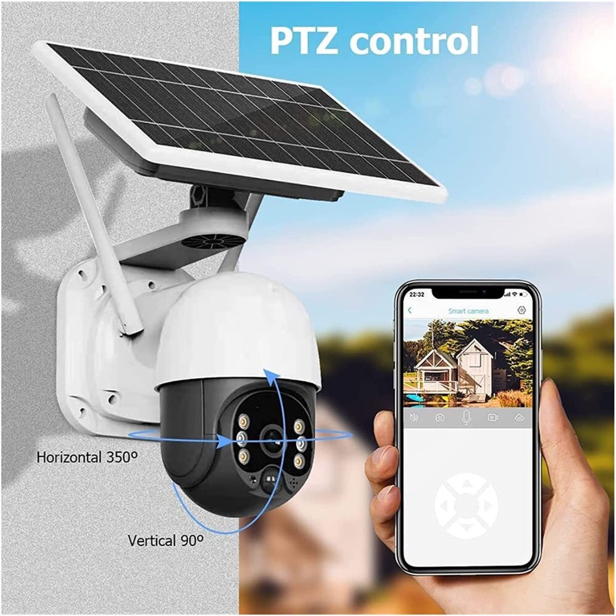 CÁMARA DE SEGURIDAD PANEL SOLAR WIFI EXTERIOR HD 1280P - 4