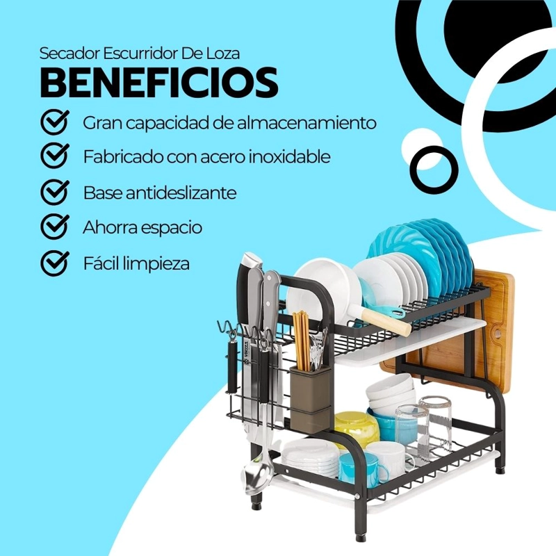 SECADOR ESCURRIDOR DE LOZA PLATOS 2 NIVELES - 4