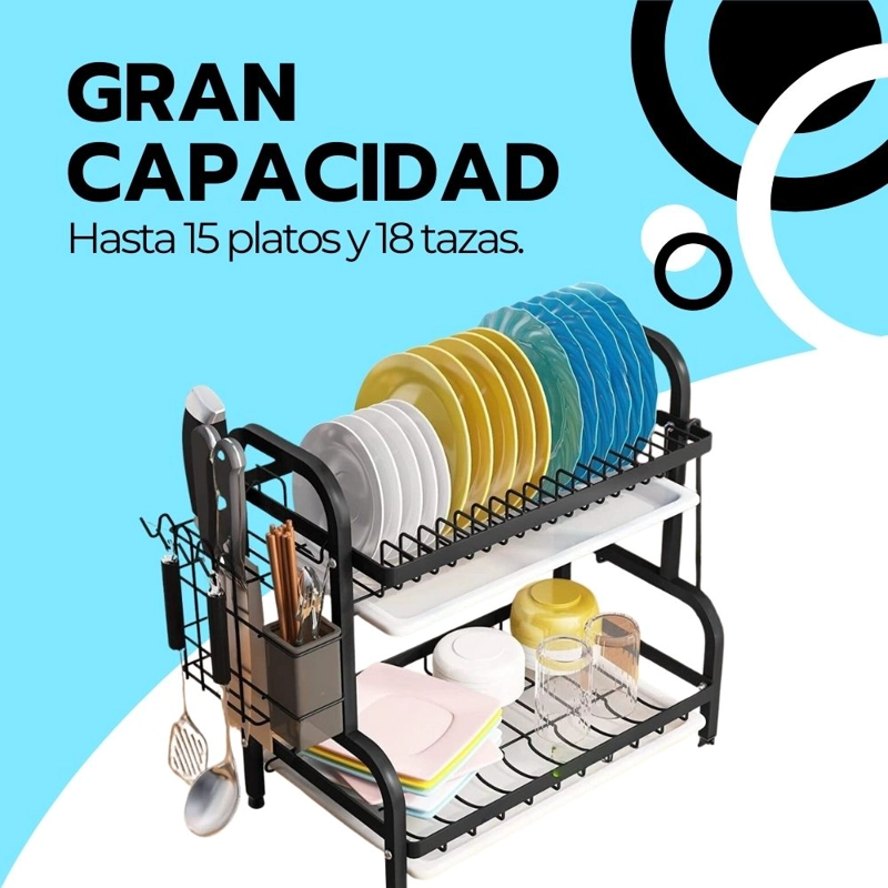 SECADOR ESCURRIDOR DE LOZA PLATOS 2 NIVELES - 5