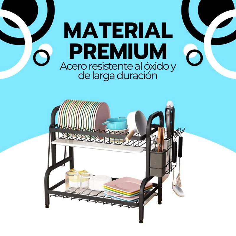 SECADOR ESCURRIDOR DE LOZA PLATOS 2 NIVELES - 6