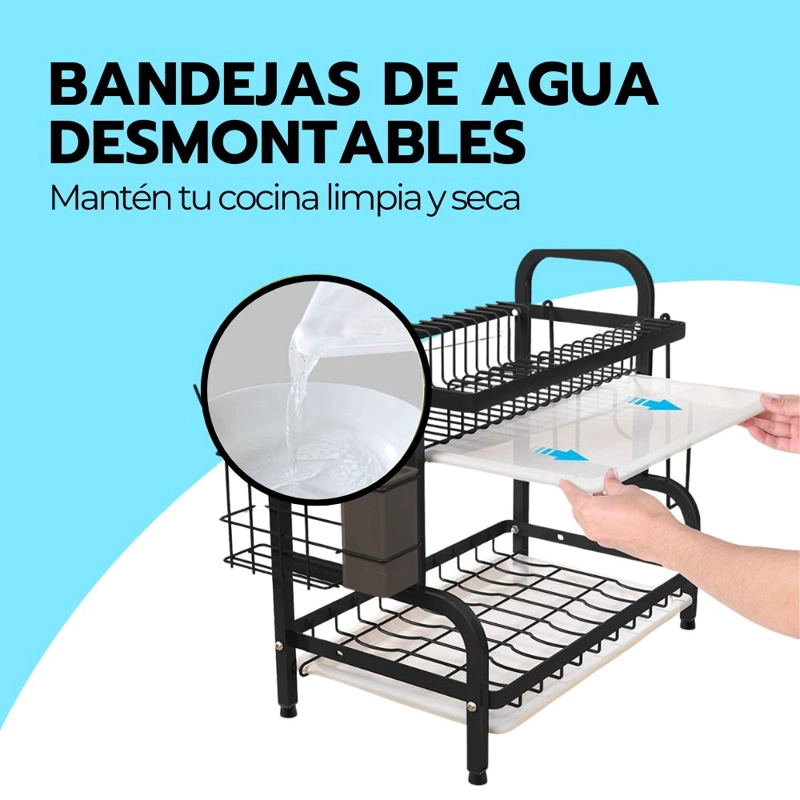 SECADOR ESCURRIDOR DE LOZA PLATOS 2 NIVELES - 7