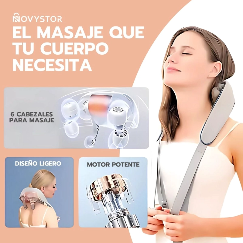 MASAJEADOR NOVYSTOR INALÁMBRICO CUELLO Y CERVICAL CON CALOR - 3