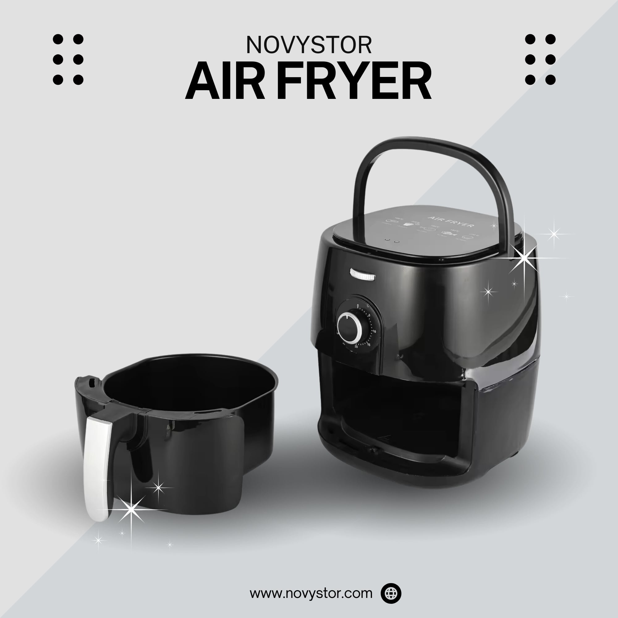 FREIDORA DE AIRE MANUAL 5L, SALUDABLE Y SIN ACEITE, 1350W - 9