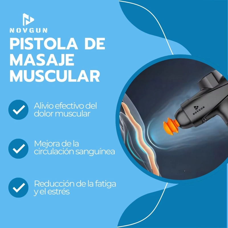 PISTOLA MASAJES NOVYSTOR DESCONTRACTURANTE GUN KINE + 12 CABEZALES - 3