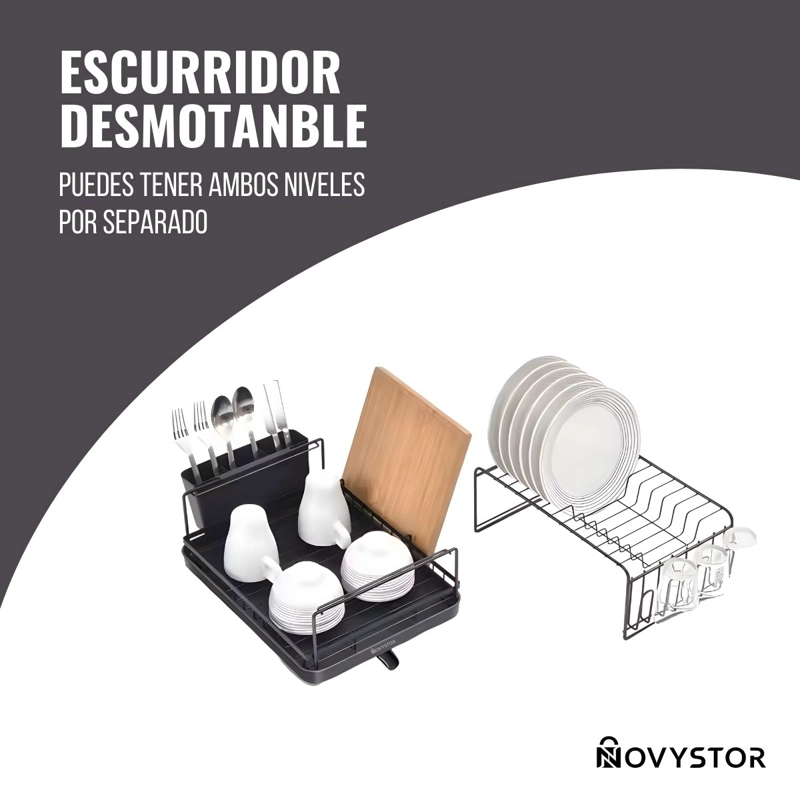 SECAPLATOS ESCURRIDOR ACERO INOXIDABLE DE 2 NIVELES +DRENAJE - 5