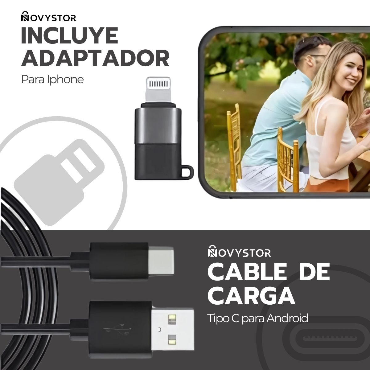 MICROFONO INALAMBRICO CON ADAPTADOR CELULAR TIPO C Y IPHONE - 4