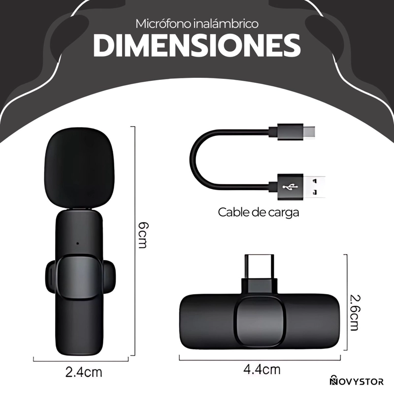 MICROFONO INALAMBRICO CON ADAPTADOR CELULAR TIPO C Y IPHONE - 5