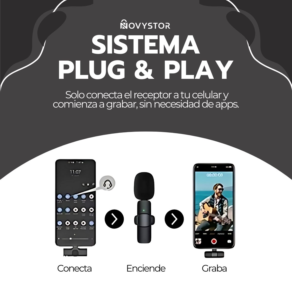 MICROFONO INALAMBRICO CON ADAPTADOR CELULAR TIPO C Y IPHONE - 6