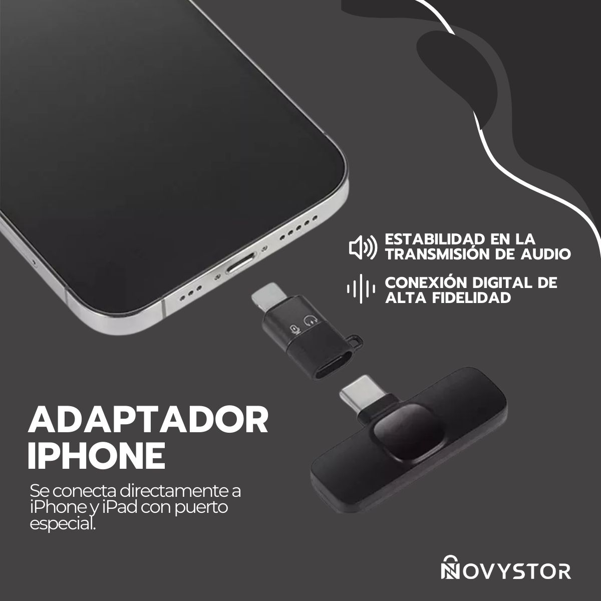 MICROFONO INALAMBRICO CON ADAPTADOR CELULAR TIPO C Y IPHONE - 7