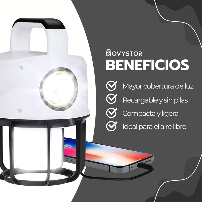 LAMPARA CAMPING DUAL LED RECARGABLE CON POWER BANK - 5
