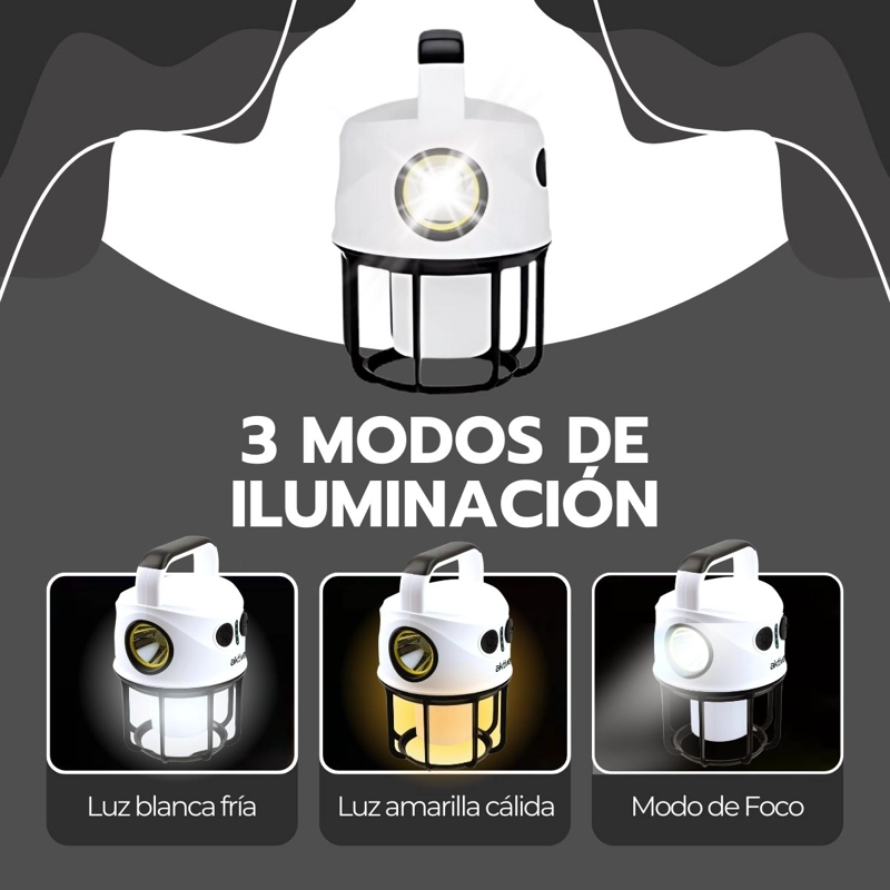 LAMPARA CAMPING DUAL LED RECARGABLE CON POWER BANK - 7