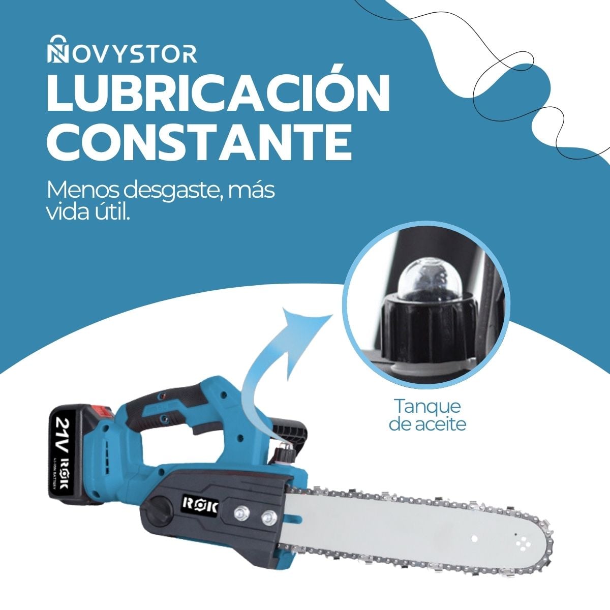 MOTOSIERRA ELE CTRICA ROK 12' 900W 21V 2 BATERIAS LITIO - 5