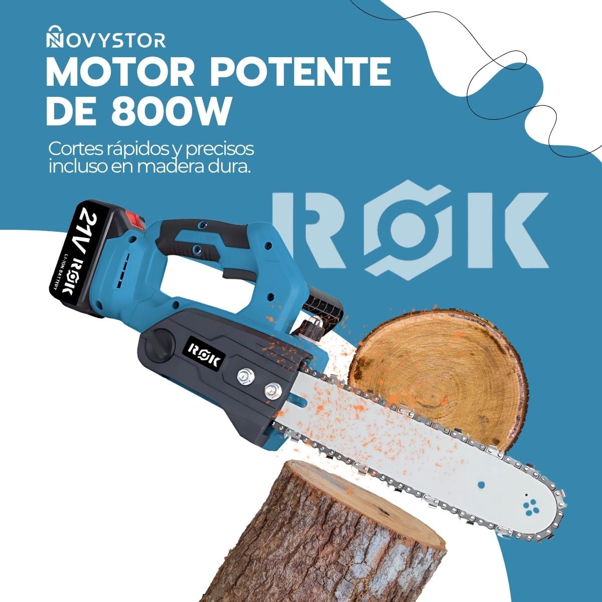 MOTOSIERRA ELE CTRICA ROK 12' 900W 21V 2 BATERIAS LITIO - 6