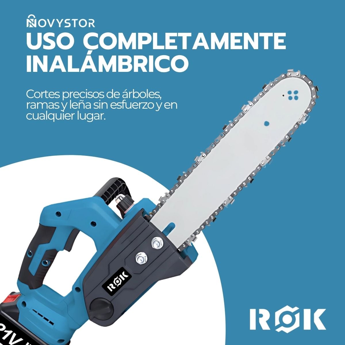 MOTOSIERRA ELE CTRICA ROK 12' 900W 21V 2 BATERIAS LITIO - 7