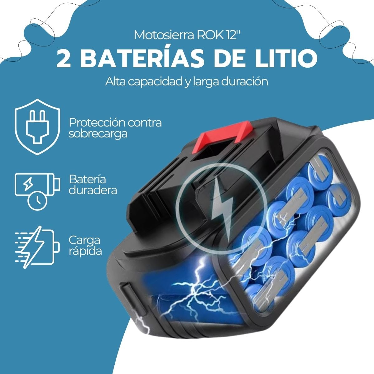 MOTOSIERRA ELE CTRICA ROK 12' 900W 21V 2 BATERIAS LITIO - 8