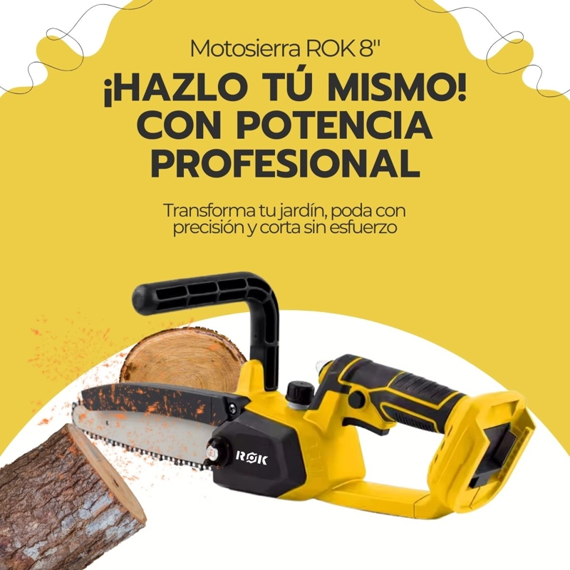 MOTOSIERRA INALAMBRICA ROK 8' 21V + 2 BATERIAS Y CADENA - 5