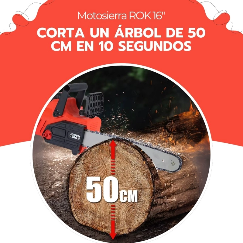 MOTOSIERRA ELE CTRICA ROK INALAMBRICA 16'' + FUNDA PROTECTORA - 7