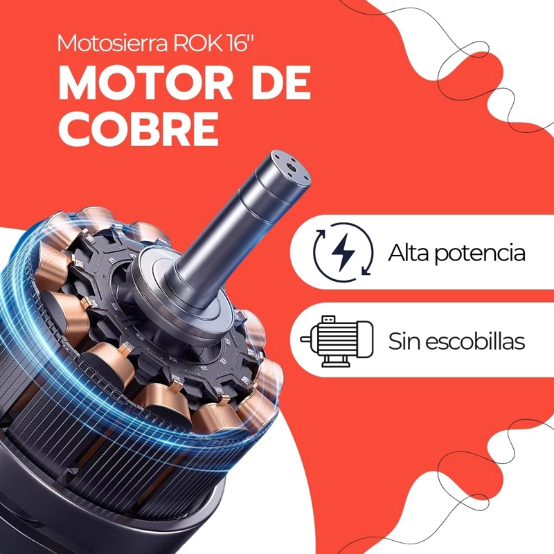 MOTOSIERRA ELE CTRICA ROK INALAMBRICA 16'' + FUNDA PROTECTORA - 8