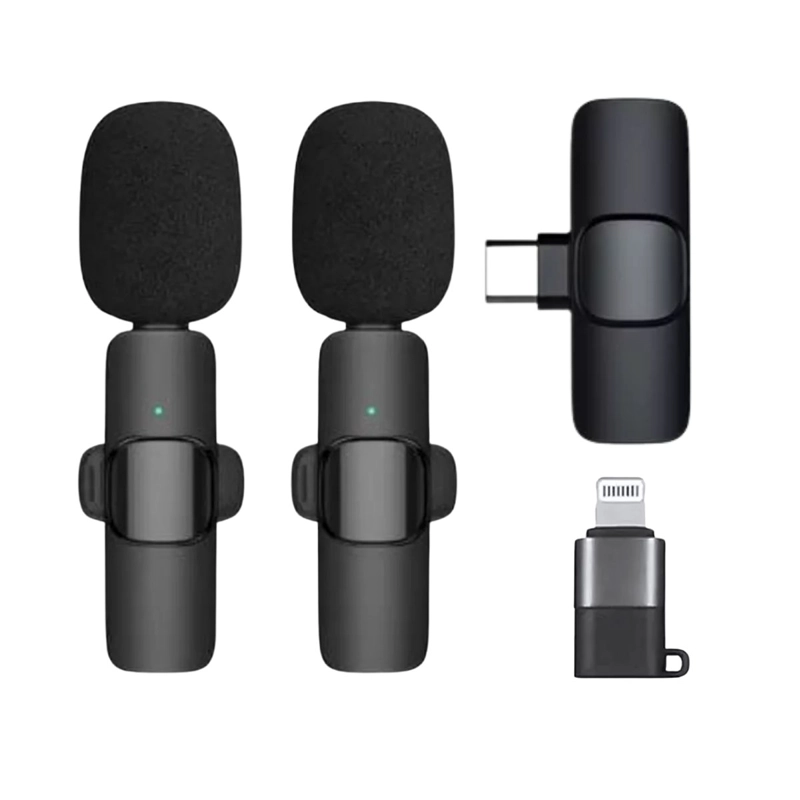 PACK 2 MICROFONOS INALAMBRICOS 360° TIPO C Y IPHONE 20M - 2