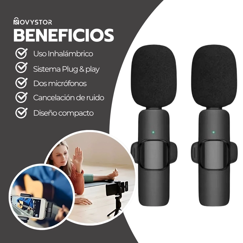 PACK 2 MICROFONOS INALAMBRICOS 360° TIPO C Y IPHONE 20M - 4