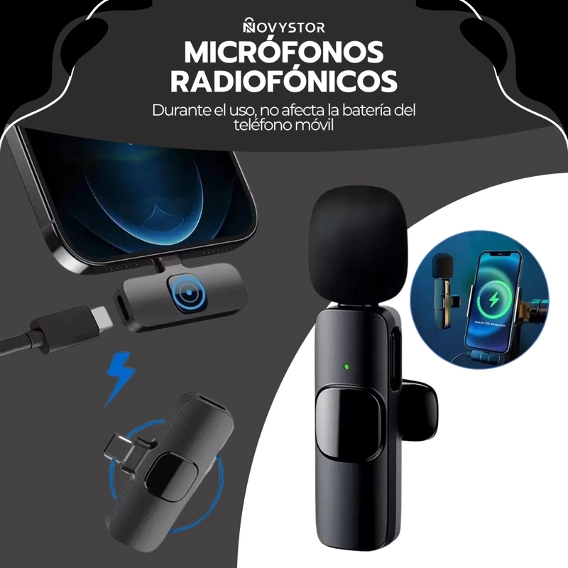 PACK 2 MICROFONOS INALAMBRICOS 360° TIPO C Y IPHONE 20M - 5