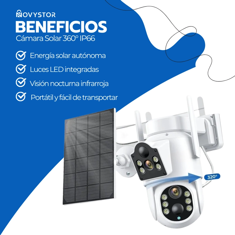 CAMARA SOLAR 360° IP66 VISION NOCTURNA HD 128GB WIFI - 3