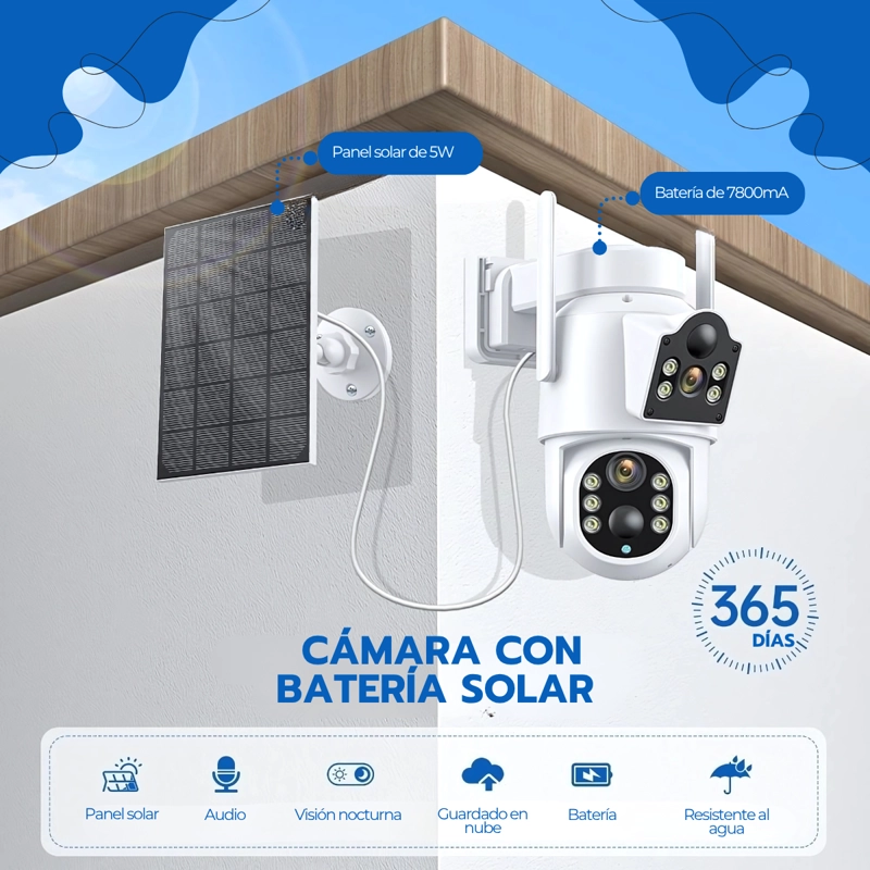CAMARA SOLAR 360° IP66 VISION NOCTURNA HD 128GB WIFI - 5