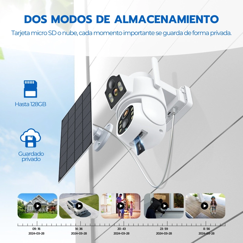 CAMARA SOLAR 360° IP66 VISION NOCTURNA HD 128GB WIFI - 6