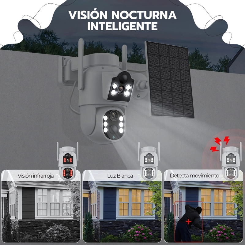 CAMARA SOLAR 360° IP66 VISION NOCTURNA HD 128GB WIFI - 9