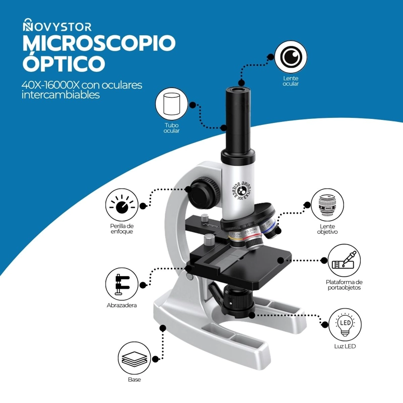MICROSCOPIO PROFESIONAL 16000X CON ACCESORIOS Y MUESTRAS - 3