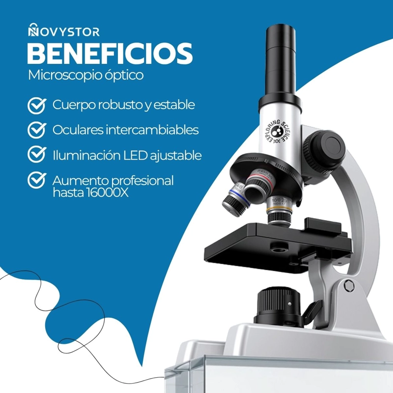 MICROSCOPIO PROFESIONAL 16000X CON ACCESORIOS Y MUESTRAS - 4