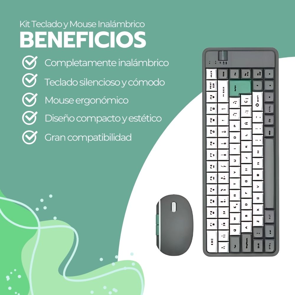 KIT TECLADO Y MOUSE INALAMBRICO BLUETOOTH USB-C RECARGABLE - 4