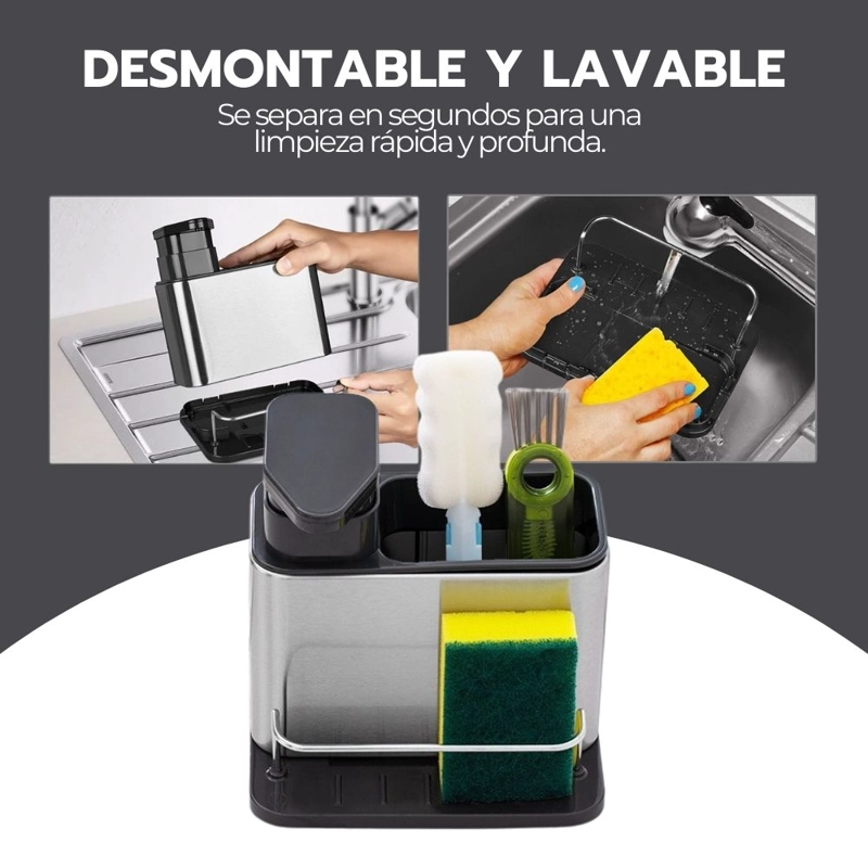 SOPORTE DE UTENSILIOS 3 EN 1 ACERO INOXIDABLE + DISPENSADOR - 7