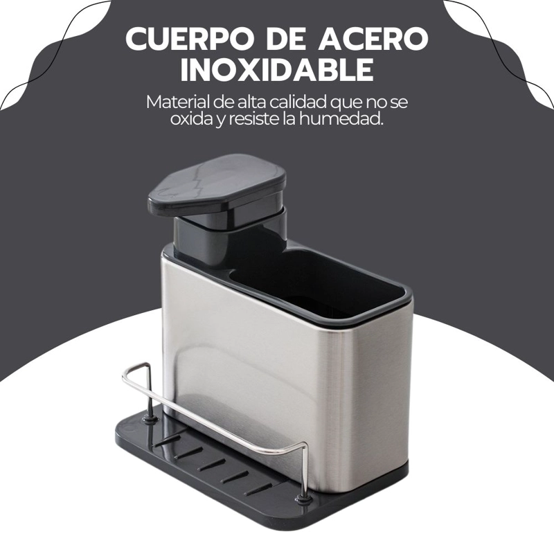 SOPORTE DE UTENSILIOS 3 EN 1 ACERO INOXIDABLE + DISPENSADOR - 9