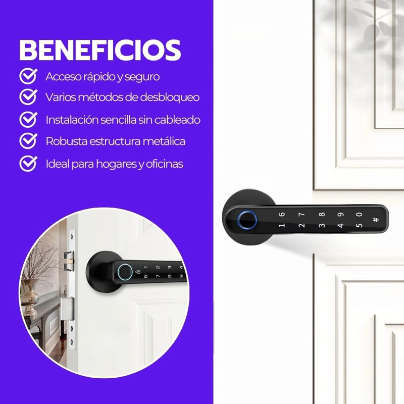 CERRADURA INTELIGENTE DIGITAL HUELLA BLUETOOTH Y CONTRASEÑA - 4