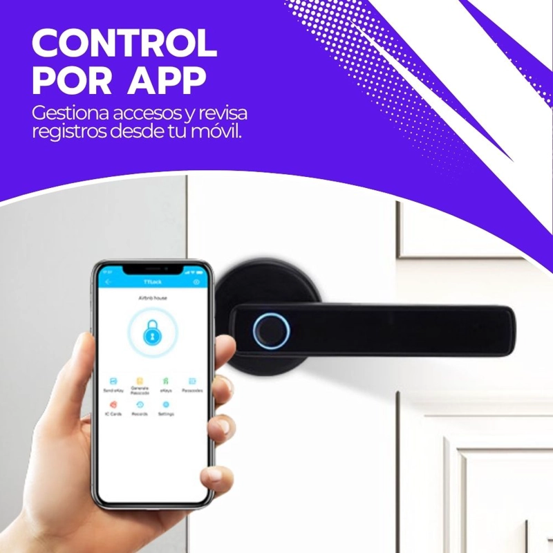 CERRADURA INTELIGENTE DIGITAL HUELLA BLUETOOTH Y CONTRASEÑA - 7