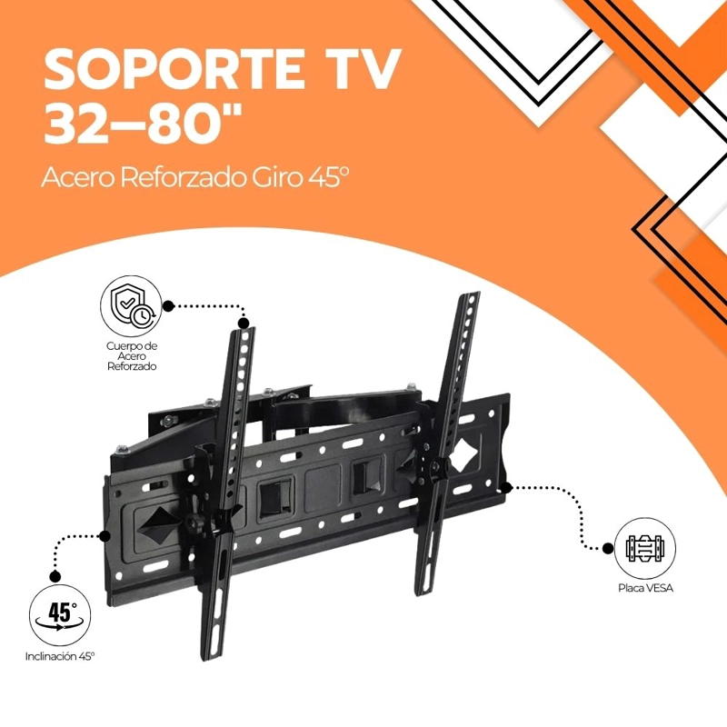 SOPORTE TV DOBLE BRAZO 32-80' ARTICULADO ACERO RESISTENTE - 3