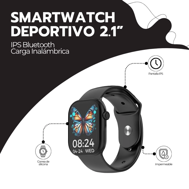 SMARTWATCH 2.1” IPS DEPORTIVO BLUETOOTH CARGA INALAMBRICA - 3